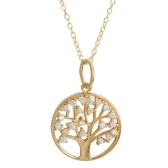 Latest Design Sterling Silver Cubic Zirconia Tree of Life Pendant Necklace