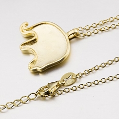 High Polish 925 Sterling Silver Gold Over Girls Small Elephant Necklace