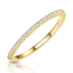 Simple Sterling Silver Cubic Zirconia Thin Half Eternity Stackable Band Rings