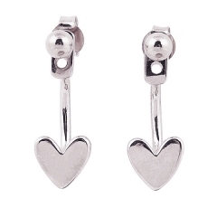 Landou Jewelry Sterling Silver Front and Back Jacket Heart Earrings for Girls