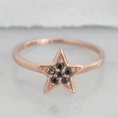Fine Jewelry Sterling Silver Cubic Zirconia Five-point Star Mini Finger Ring