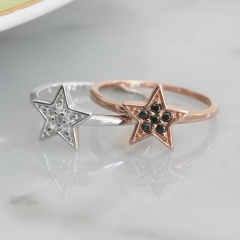 Fine Jewelry Sterling Silver Cubic Zirconia Five-point Star Mini Finger Ring