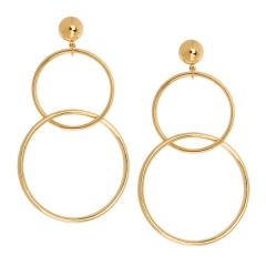 Sterling Silver 14K Yellow Gold Double Circle Interlocking Stud Earrings