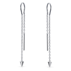 Modern 925 Sterling Silver Spike Long Chain Threader Earrings for Women