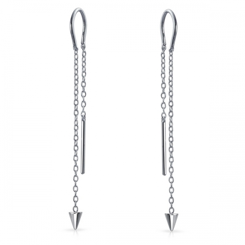 Modern 925 Sterling Silver Spike Long Chain Threader Earrings for Women