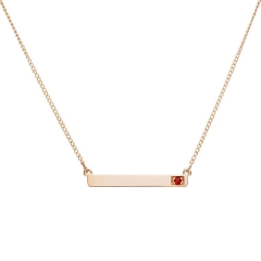 14K Gold Plated Sterling Silver Cubic Zirconia Birthstone Bar Necklace