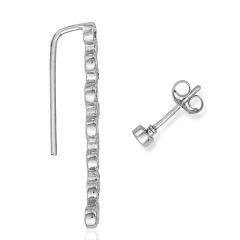 Sterling Silver Bezel-set Cubic Zirconia Ear Crawler Climber and Stud Earrings