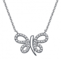 Sterling Silver Cubic Zirconia Butterfly Necklace for Best Friends
