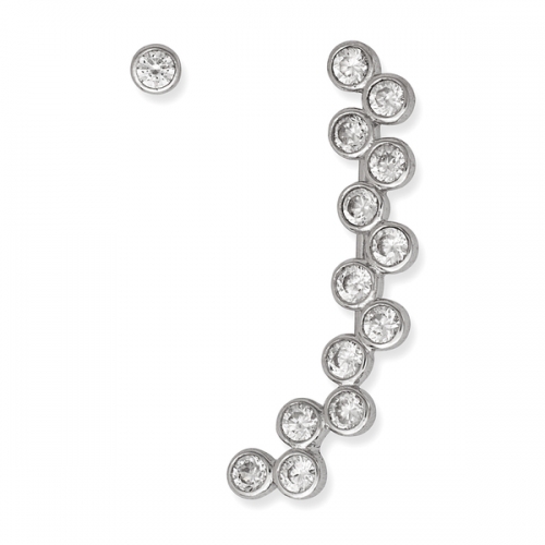 Sterling Silver Bezel-set Cubic Zirconia Ear Crawler Climber and Stud Earrings