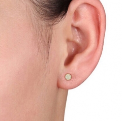 Elegant Sterling Silver Micropave Cubic Zirconia Tiny Round Disc Stud Earrings