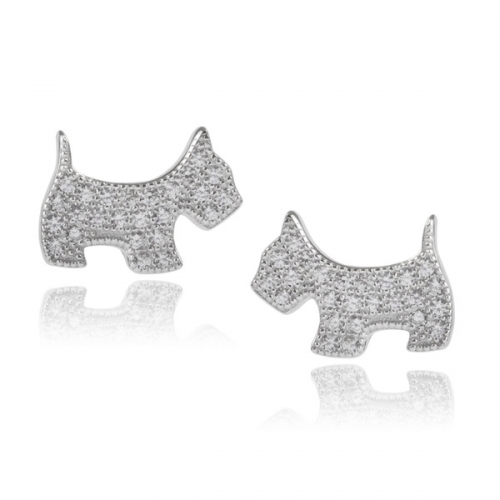 Animal Jewelry Sterling Silver Micropave Cubic Zirconia Pet Dog Stud Earrings