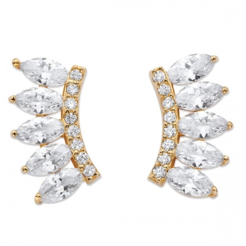Light Weight Jewelry Sterling Silver Marquise-cut Cubic Zirconia Stud Earrings