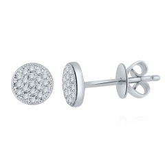 Elegant Sterling Silver Micropave Cubic Zirconia Tiny Round Disc Stud Earrings