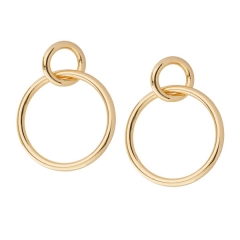 Sterling Silver Interlocking Double Circle 14K Gold Earrings Design for Girls