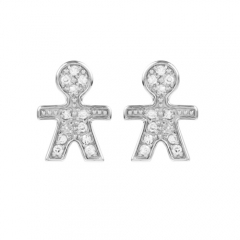 Pretty Design 925 Sterling Silver Cubic Zirconia Little Boy Stud Earrings