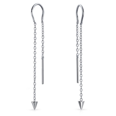 Modern 925 Sterling Silver Spike Long Chain Threader Earrings for Women