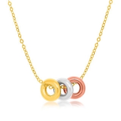 Sterling Silver 14K Tri-color Gold Chain Necklace with Three Circle Accents