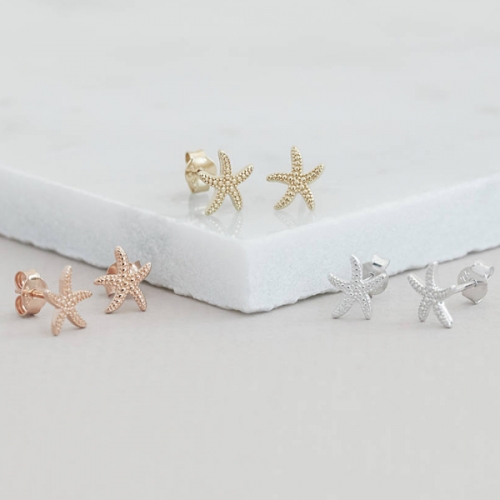 China Supplier Fashion Sterling Silver Plain Petite Starfish Stud Earrings