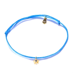 925 Sterling Silver Sapphire Cubic Zirconia Blue Nylon Cord Star Bracelet