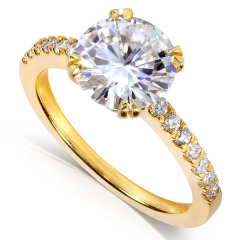 Gold Plated 925 Sterling Silver Pave Set Brilliant CZ Engagement Ring