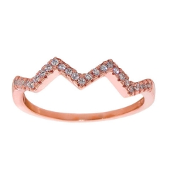 Sterling Silver Rose Gold Cubic Zirconia Stackable Pave Chevron Ring