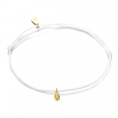 14K Yellow Gold 925 Sterling Silver Plain White Cord Pineapple Bracelet