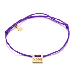 Handmade 925 Sterling Silver Adjustable Purple Nylon Cord Hope Bracelet