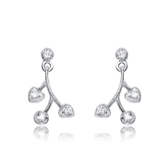 Fancy Design Sterling Silver White Cubic Zirconia Vine Dangle Earrings