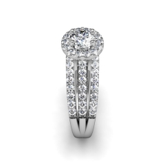 Sterling Silver Pave Set Cubic Zirconia Halo Women Engagement Ring