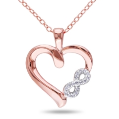 Two Tone Plated Sterling Silver Cubic Zirconia Infinity Heart Necklace