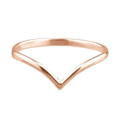 14K Gold Plated Sterling Silver Angled Heart V Shaped Knuckle Ring