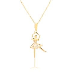 Delicate14K Gold Plated Sterling Silver Cubic Zirconia Ballerina Necklace