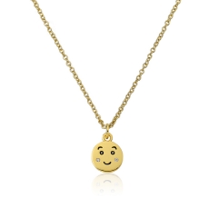 14K Gold Plated Sterling Silver Laughing Face Emotion Pendant Necklace
