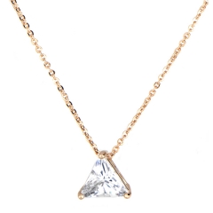 925 Sterling Silver Triangle Cut Cubic Zirconia Rose Gold Necklace