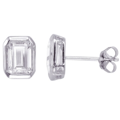 Women Design Sterling Silver Cubic Zirconia Superbringht Halo Stud Earrings