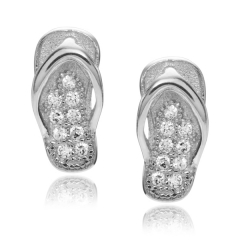 Fancy Design Sterling Silver Micropave Cubic Zirconia Flip Flop Stud Earrings