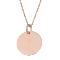 Simple Design Sterling Silver High Polish 10mm Round Disc Necklace