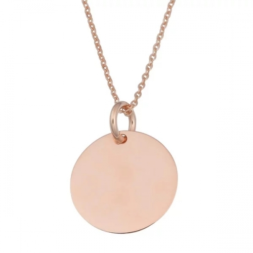 Simple Design Sterling Silver High Polish 10mm Round Disc Necklace