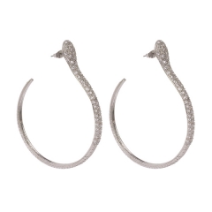 Rose Gold Plated Sterling Silver Micropave CZ Hoop Serpent Earrings