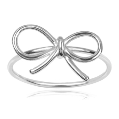 Plain Jewelry Rose Gold Plated High Polish Sterling Silver Bow Ring