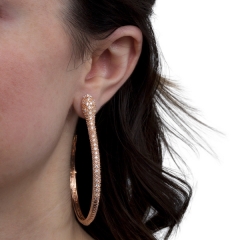 Rose Gold Plated Sterling Silver Micropave CZ Hoop Serpent Earrings