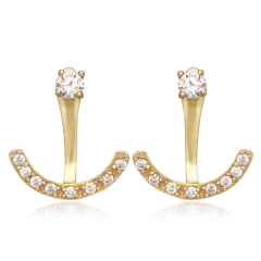 14K Gold Plated Sterling Silver Cubic Zirconia Smile Ear Cuff Earrings