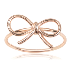 Plain Jewelry Rose Gold Plated High Polish Sterling Silver Bow Ring