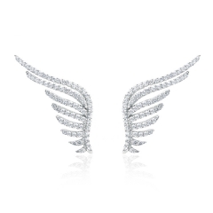 Rose Gold Plated Sterling Silver AAA Cubic Zirconia Angel Wing Stud Earrings