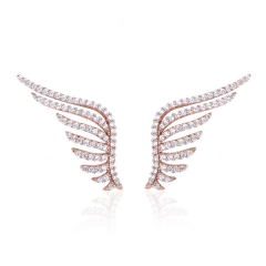 Rose Gold Plated Sterling Silver AAA Cubic Zirconia Angel Wing Stud Earrings