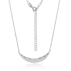 Denmark Jewelry Sterling Silver Prong Set Cubic Zirconia Moon Necklace