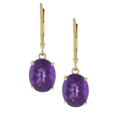 Fine Jewelry 14k White Gold Oval Amethyst Leverback Earrings