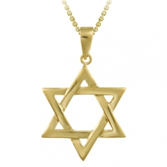 Jewish Jewelry 14K Gold Plated Sterling Silver Star of David Pendant Necklace