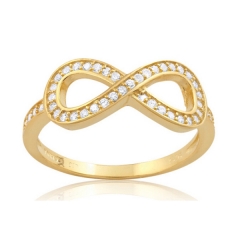 14K Gold Plated Sterling Silver Cubic Zirconia Infinity Women Ring