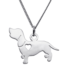 Animal Jewelry Sterling Silver Dachshund Dog Silhouette Pendant Necklace